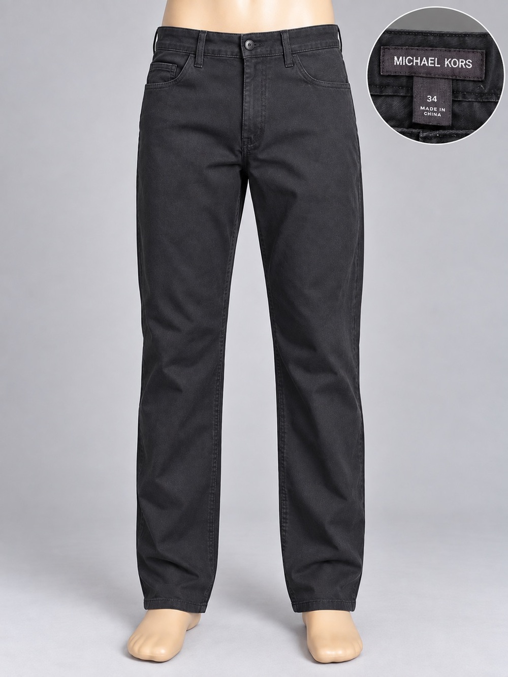 Michael Kors Men’s 34x28 Charcoal Gray Cotton Stretch Dress Pants Trousers